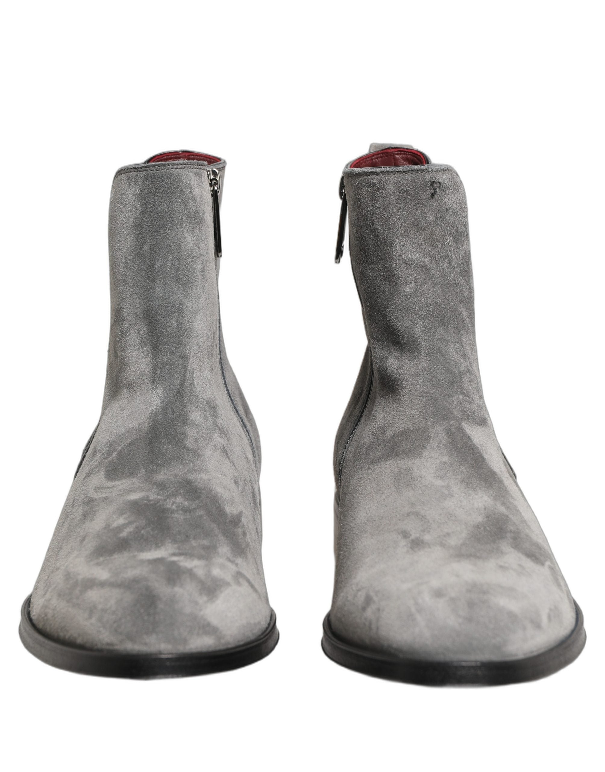 Dolce & Gabbana Gray Suede Leather Chelsea Boots Shoes Dolce & Gabbana