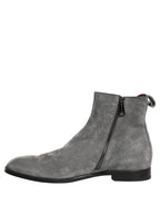 Dolce & Gabbana Gray Suede Leather Chelsea Boots Shoes Dolce & Gabbana