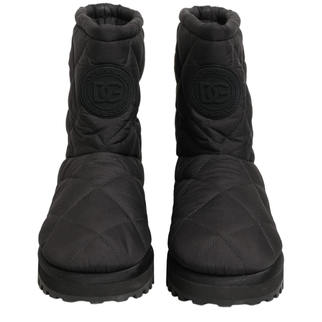 Dolce & Gabbana Black Quilted Effect Mid Calf Boots Shoes Dolce & Gabbana