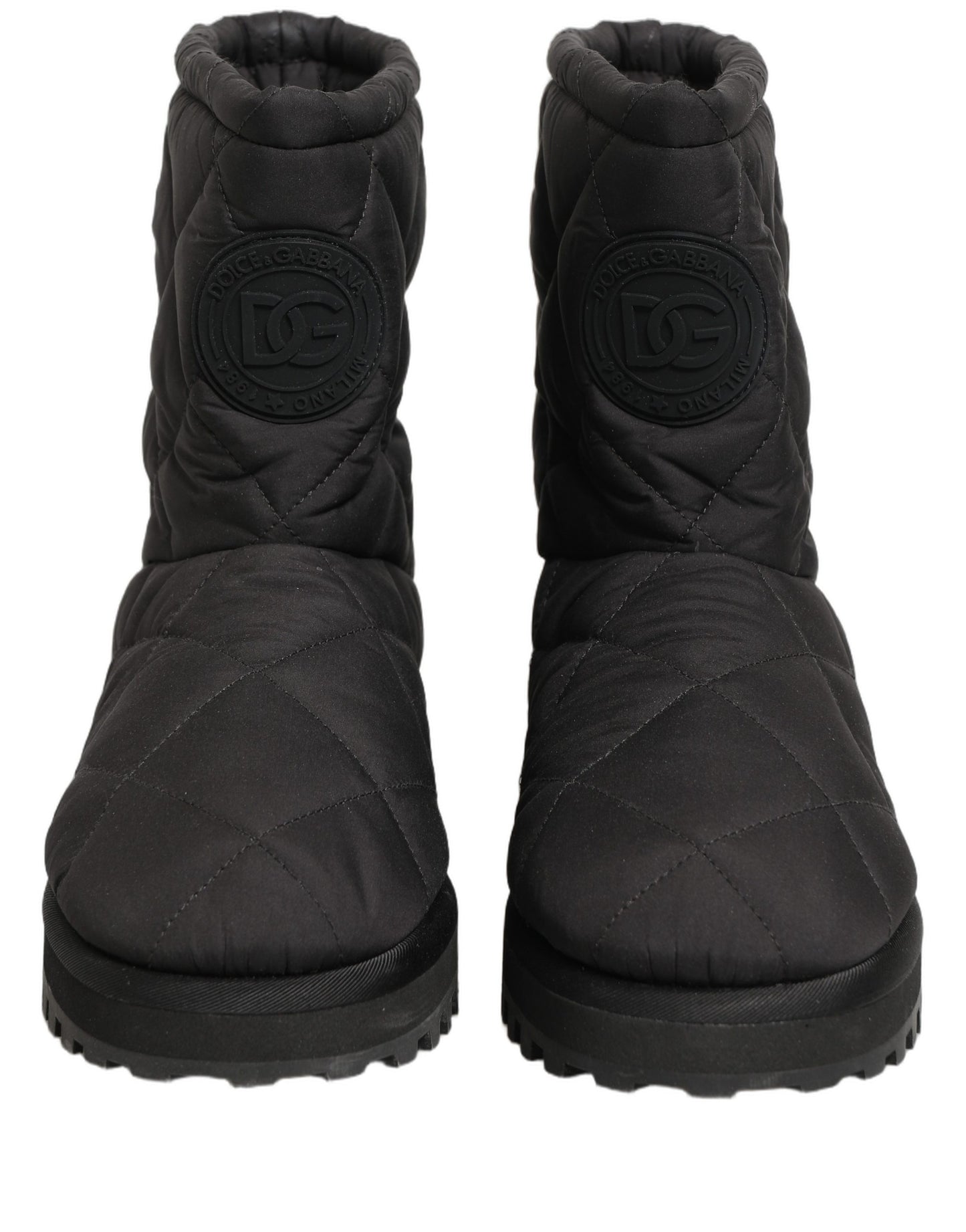 Dolce & Gabbana Black Quilted Effect Mid Calf Boots Shoes Dolce & Gabbana