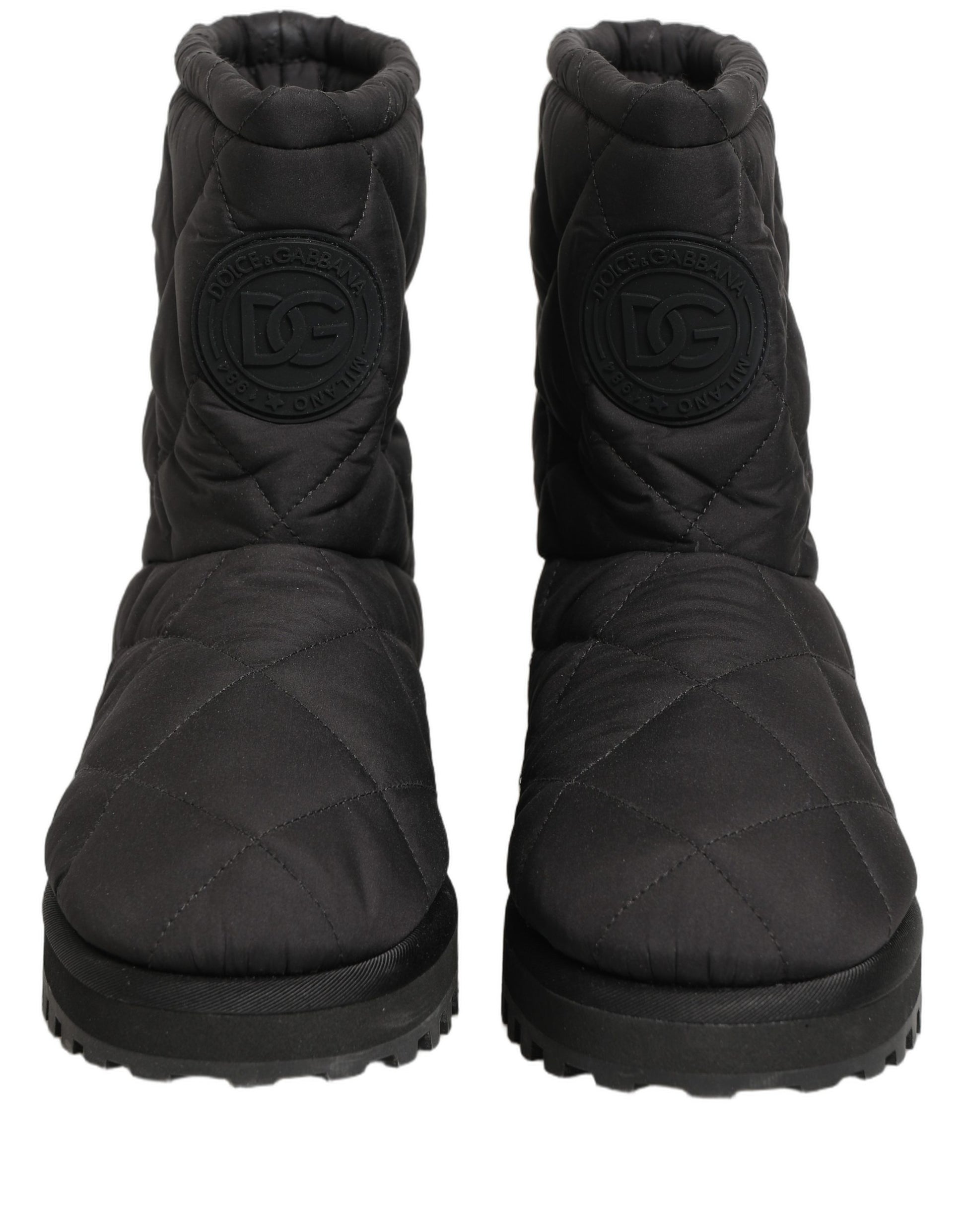 Dolce & Gabbana Black Quilted Effect Mid Calf Boots Shoes Dolce & Gabbana