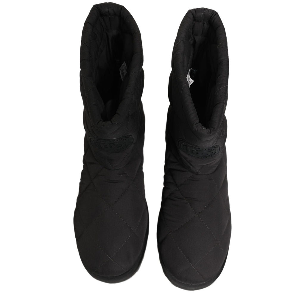 Dolce & Gabbana Black Quilted Effect Mid Calf Boots Shoes Dolce & Gabbana