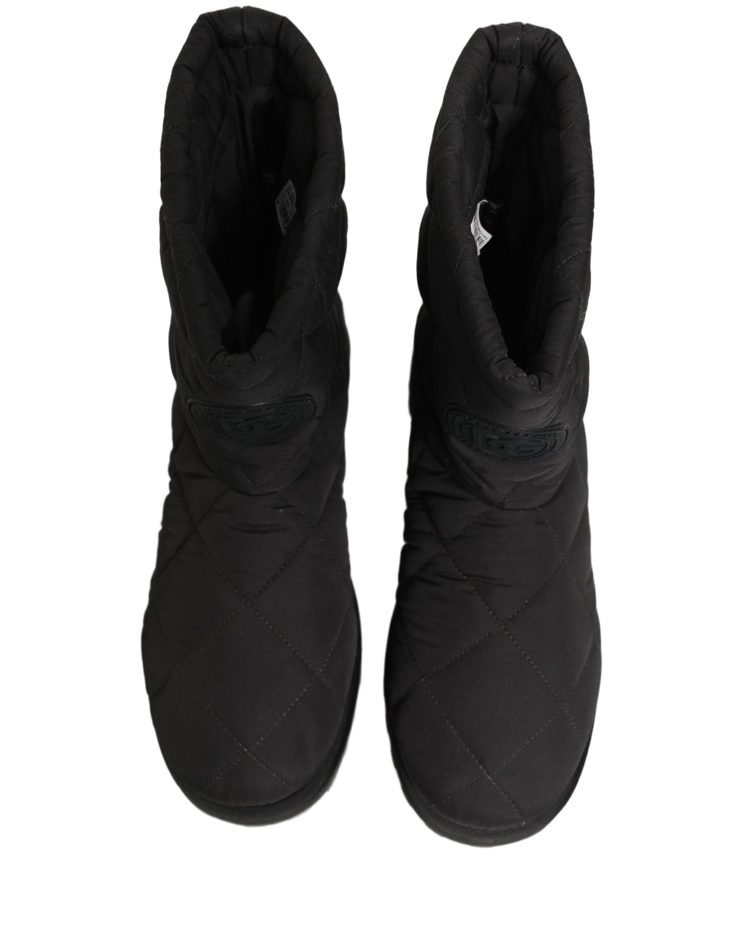 Dolce & Gabbana Black Quilted Effect Mid Calf Boots Shoes Dolce & Gabbana