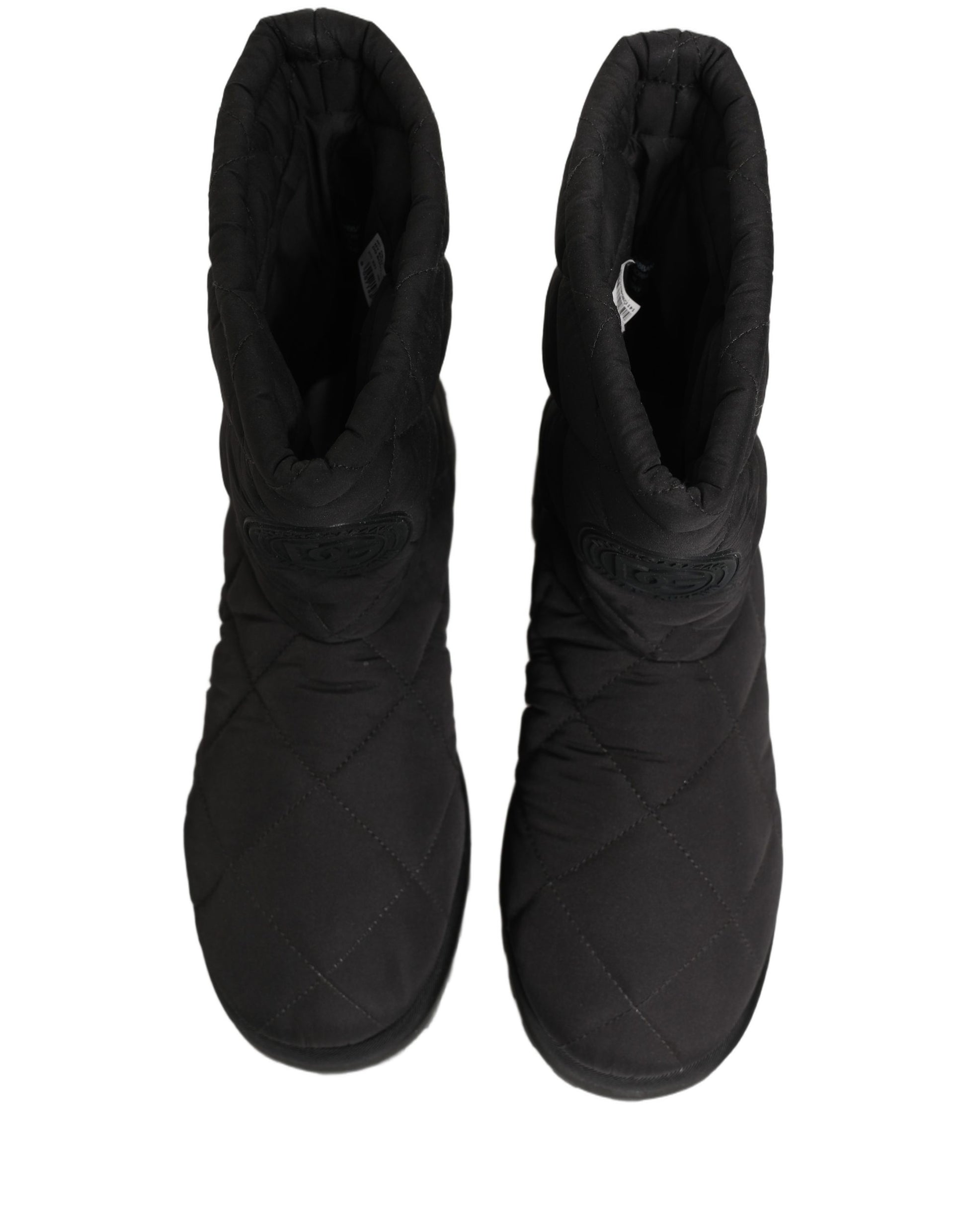 Dolce & Gabbana Black Quilted Effect Mid Calf Boots Shoes Dolce & Gabbana