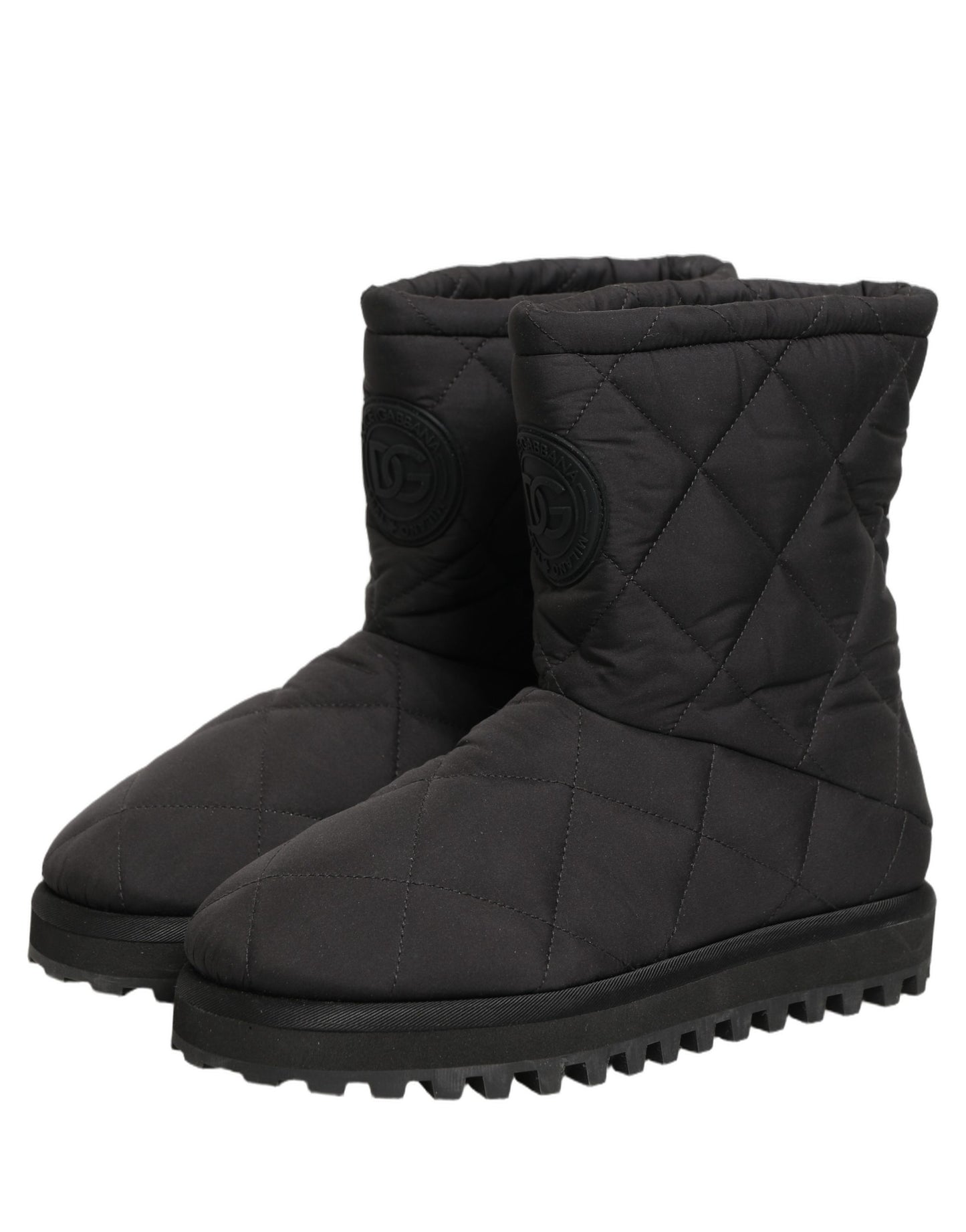 Dolce & Gabbana Black Quilted Effect Mid Calf Boots Shoes Dolce & Gabbana