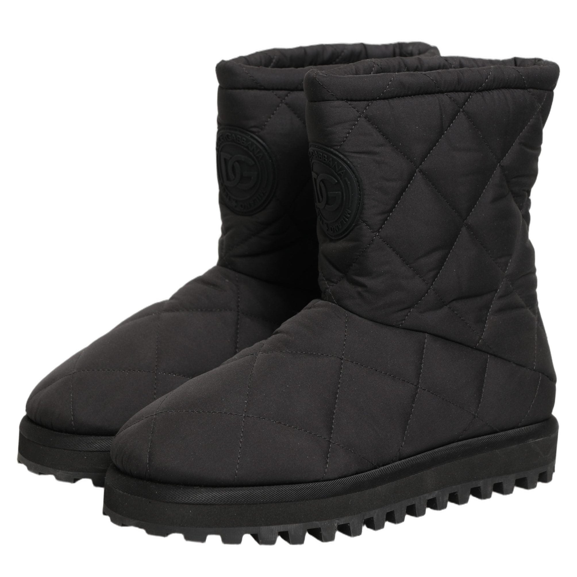 Dolce & Gabbana Black Quilted Effect Mid Calf Boots Shoes Dolce & Gabbana