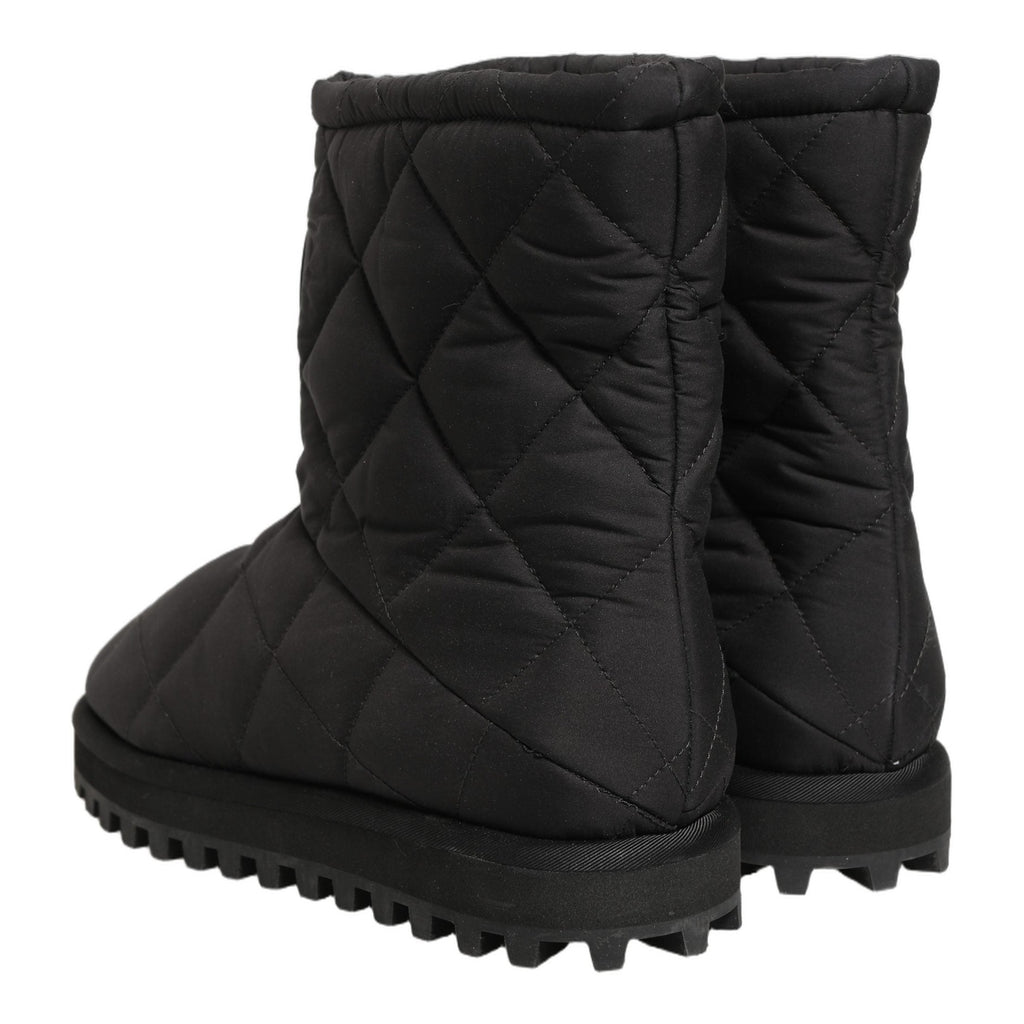 Dolce & Gabbana Black Quilted Effect Mid Calf Boots Shoes Dolce & Gabbana