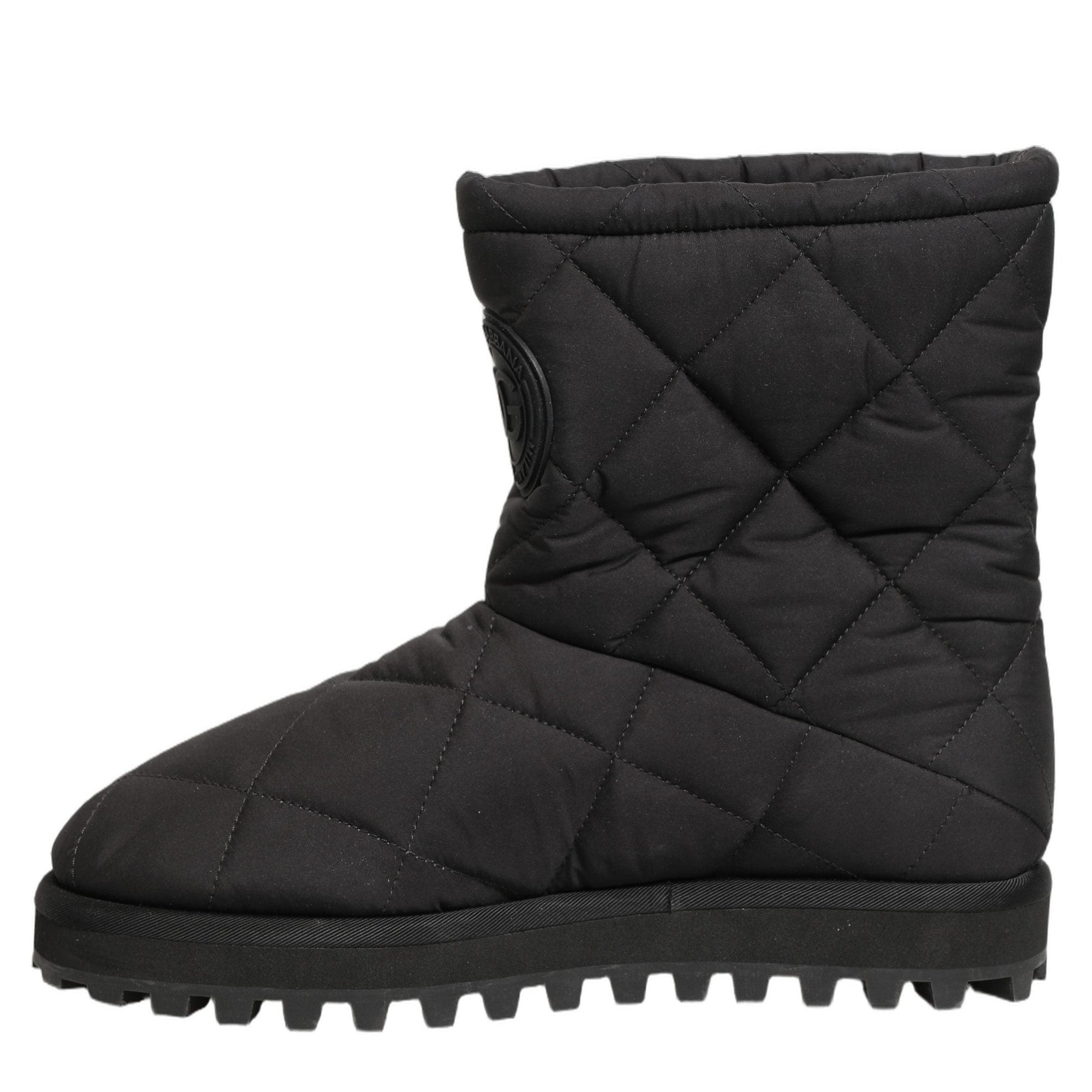 Dolce & Gabbana Black Quilted Effect Mid Calf Boots Shoes Dolce & Gabbana