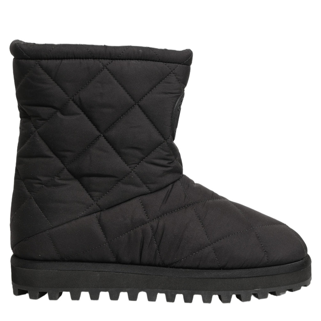 Dolce & Gabbana Black Quilted Effect Mid Calf Boots Shoes Dolce & Gabbana