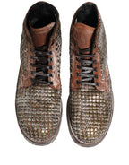 Dolce & Gabbana Brown Leather Runway Studs Ankle Boots Shoes Dolce & Gabbana