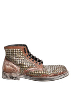 Dolce & Gabbana Brown Leather Runway Studs Ankle Boots Shoes Dolce & Gabbana