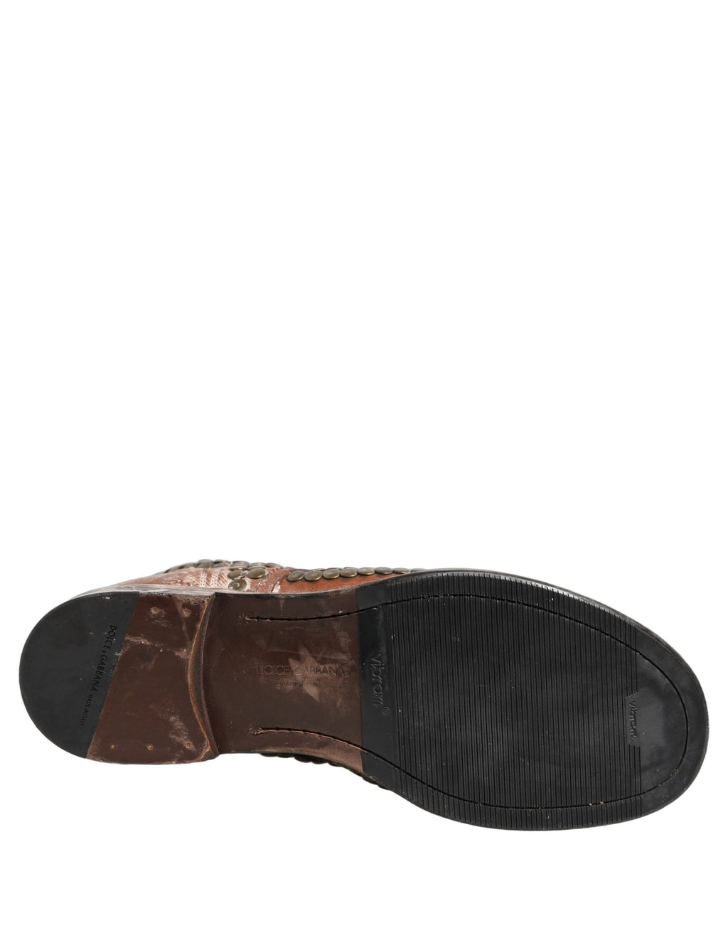 Dolce & Gabbana Brown Leather Runway Studs Ankle Boots Shoes Dolce & Gabbana