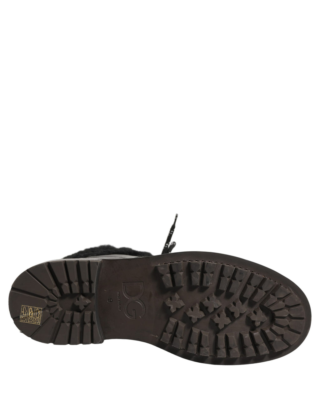 Dolce & Gabbana Black Trekking Fur Lace Leather Boots Shoes Dolce & Gabbana