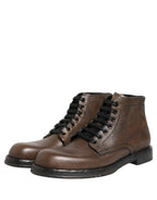 Dolce & Gabbana Brown Perugino Leather Men Ankle Boots Shoes Dolce & Gabbana
