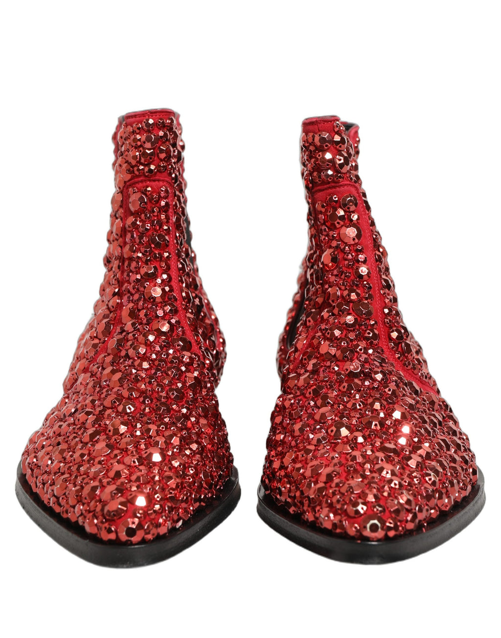 Dolce & Gabbana Red Embellished Chelsea Ankle Boots Shoes Dolce & Gabbana