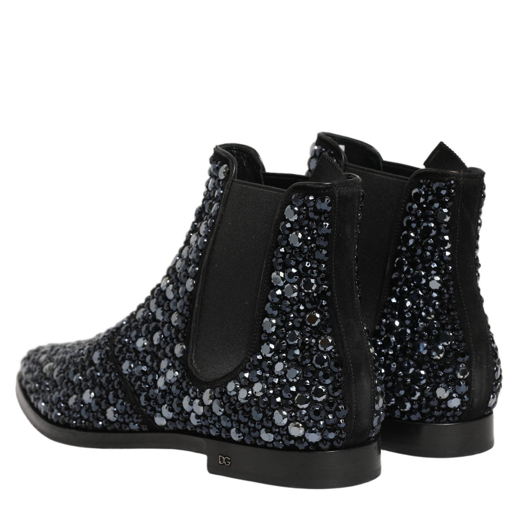 Dolce & Gabbana Black Embellished Chelsea Ankle Boots Shoes Dolce & Gabbana