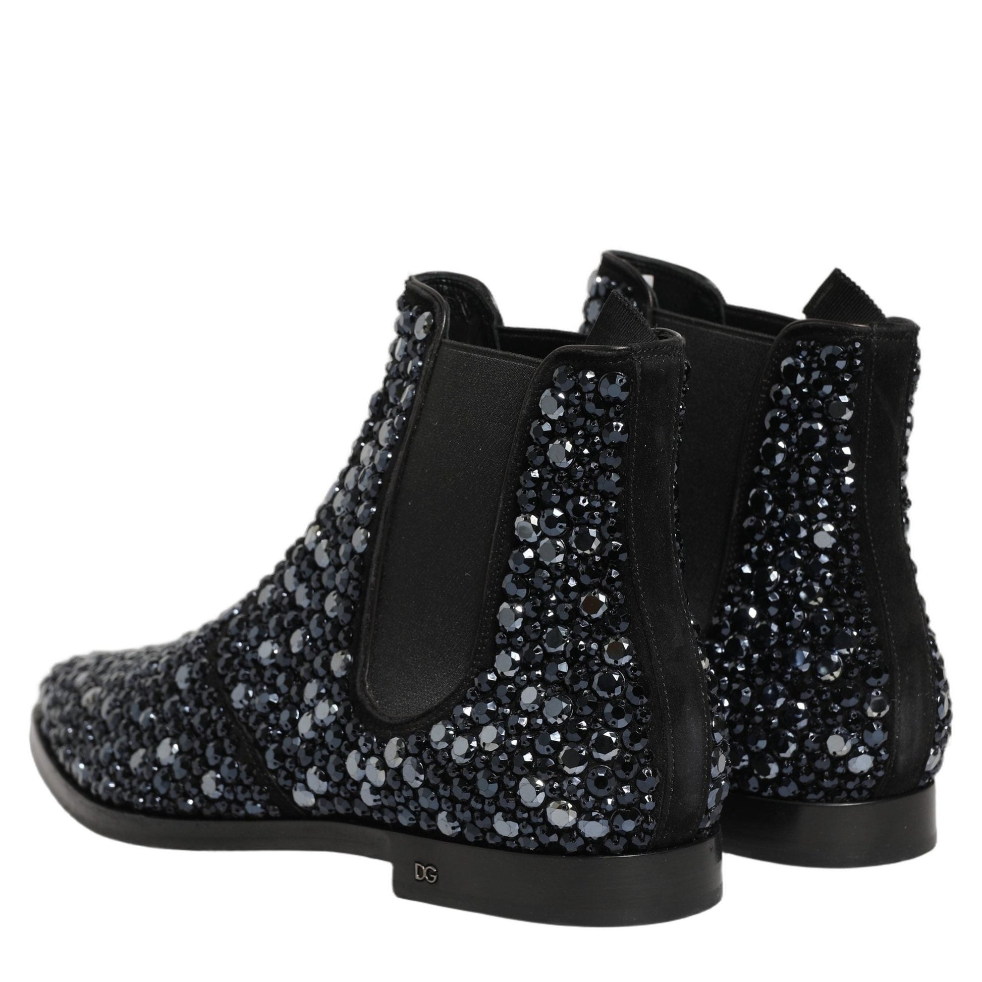 Dolce & Gabbana Black Embellished Chelsea Ankle Boots Shoes Dolce & Gabbana