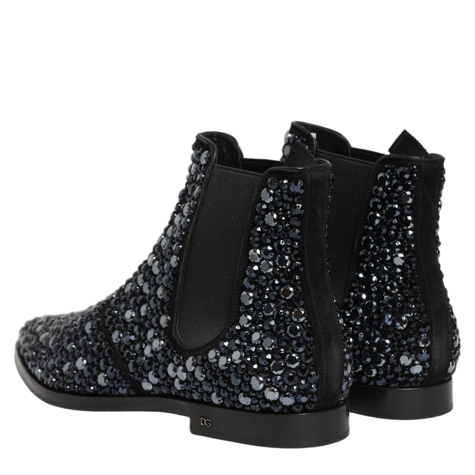 Dolce & Gabbana Black Embellished Chelsea Ankle Boots Shoes Dolce & Gabbana