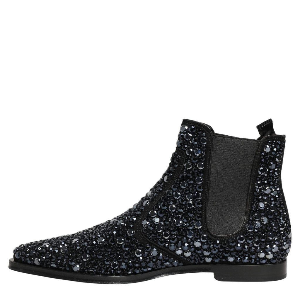 Dolce & Gabbana Black Embellished Chelsea Ankle Boots Shoes Dolce & Gabbana
