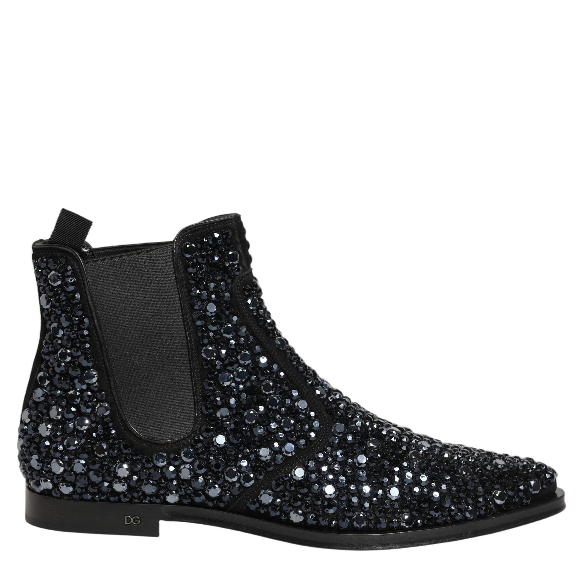 Dolce & Gabbana Black Embellished Chelsea Ankle Boots Shoes Dolce & Gabbana