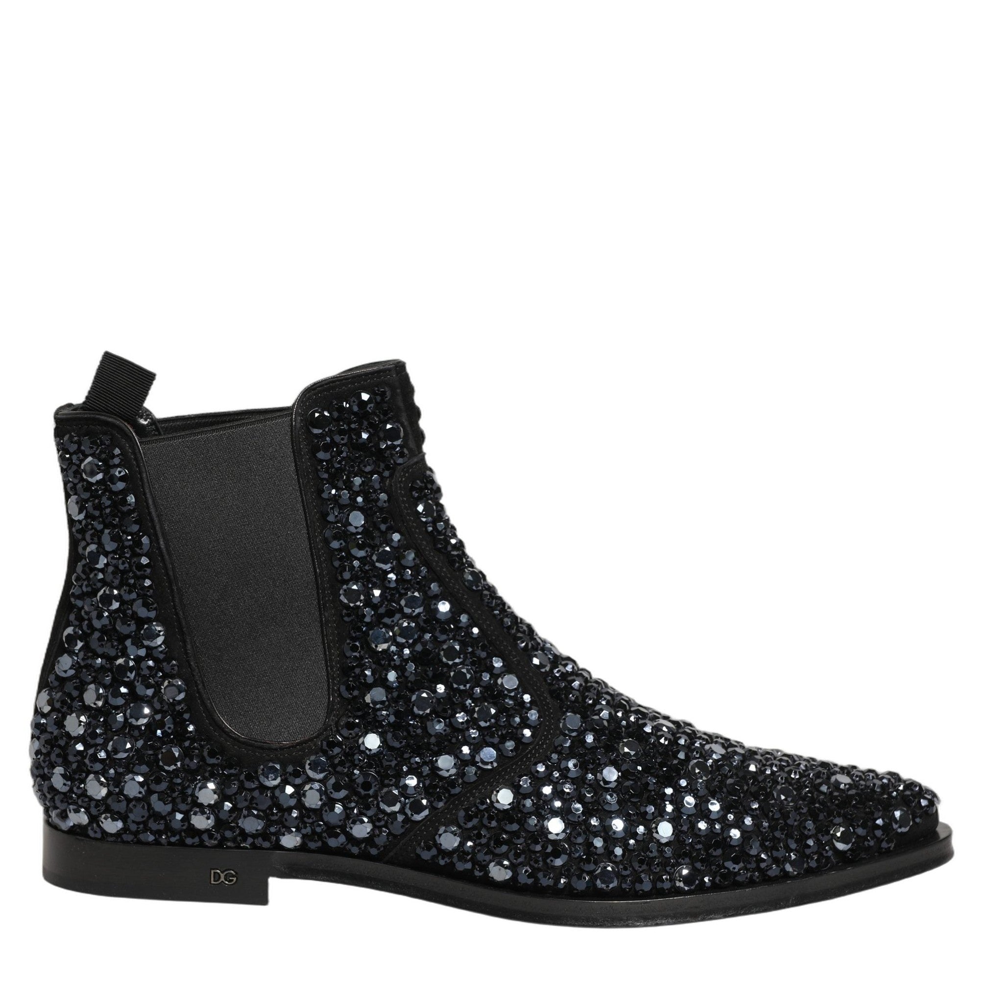 Dolce & Gabbana Black Embellished Chelsea Ankle Boots Shoes Dolce & Gabbana