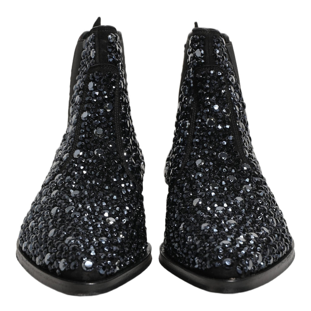 Dolce & Gabbana Black Embellished Chelsea Ankle Boots Shoes Dolce & Gabbana