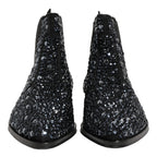 Dolce & Gabbana Black Embellished Chelsea Ankle Boots Shoes Dolce & Gabbana