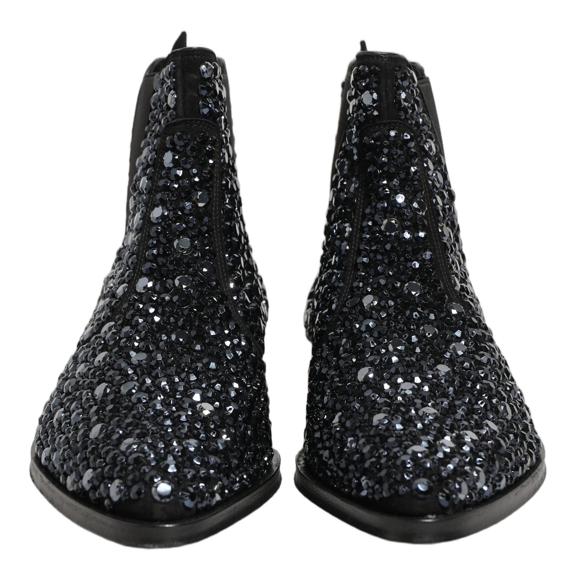 Dolce & Gabbana Black Embellished Chelsea Ankle Boots Shoes Dolce & Gabbana
