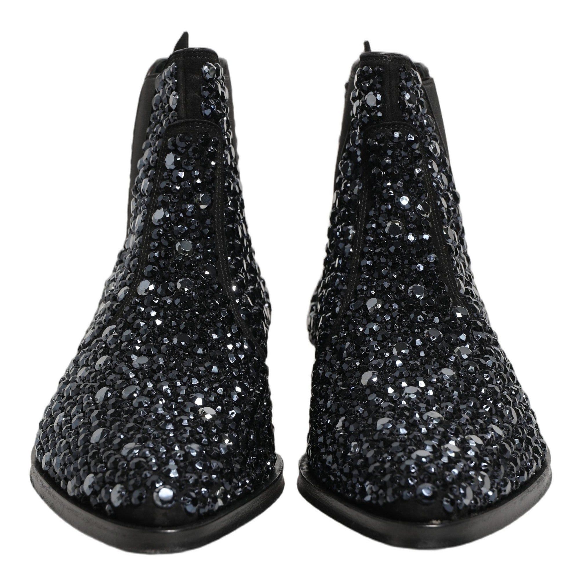 Dolce & Gabbana Black Embellished Chelsea Ankle Boots Shoes Dolce & Gabbana