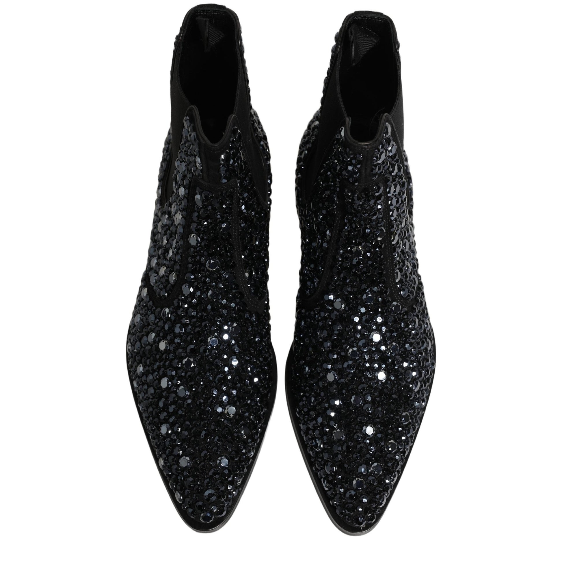 Dolce & Gabbana Black Embellished Chelsea Ankle Boots Shoes Dolce & Gabbana