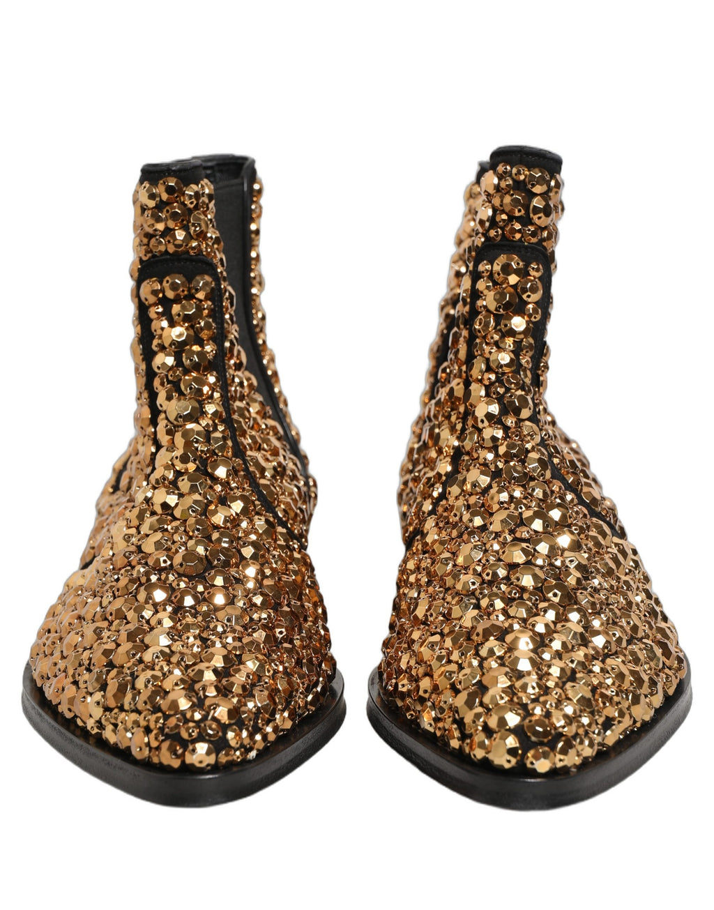 Dolce & Gabbana Gold Embellished Chelsea Ankle Boots Shoes Dolce & Gabbana