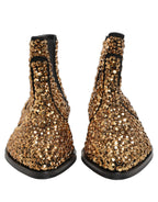 Dolce & Gabbana Gold Embellished Chelsea Ankle Boots Shoes Dolce & Gabbana