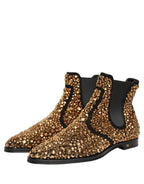 Dolce & Gabbana Gold Embellished Chelsea Ankle Boots Shoes Dolce & Gabbana