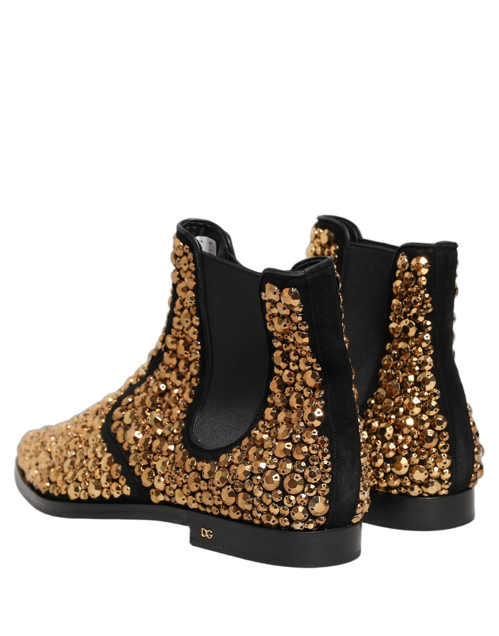 Dolce & Gabbana Gold Embellished Chelsea Ankle Boots Shoes Dolce & Gabbana