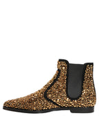 Dolce & Gabbana Gold Embellished Chelsea Ankle Boots Shoes Dolce & Gabbana