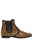Dolce & Gabbana Gold Embellished Chelsea Ankle Boots Shoes Dolce & Gabbana