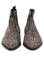 Dolce & Gabbana Silver Embellished Chelsea Ankle Boots Shoes Dolce & Gabbana