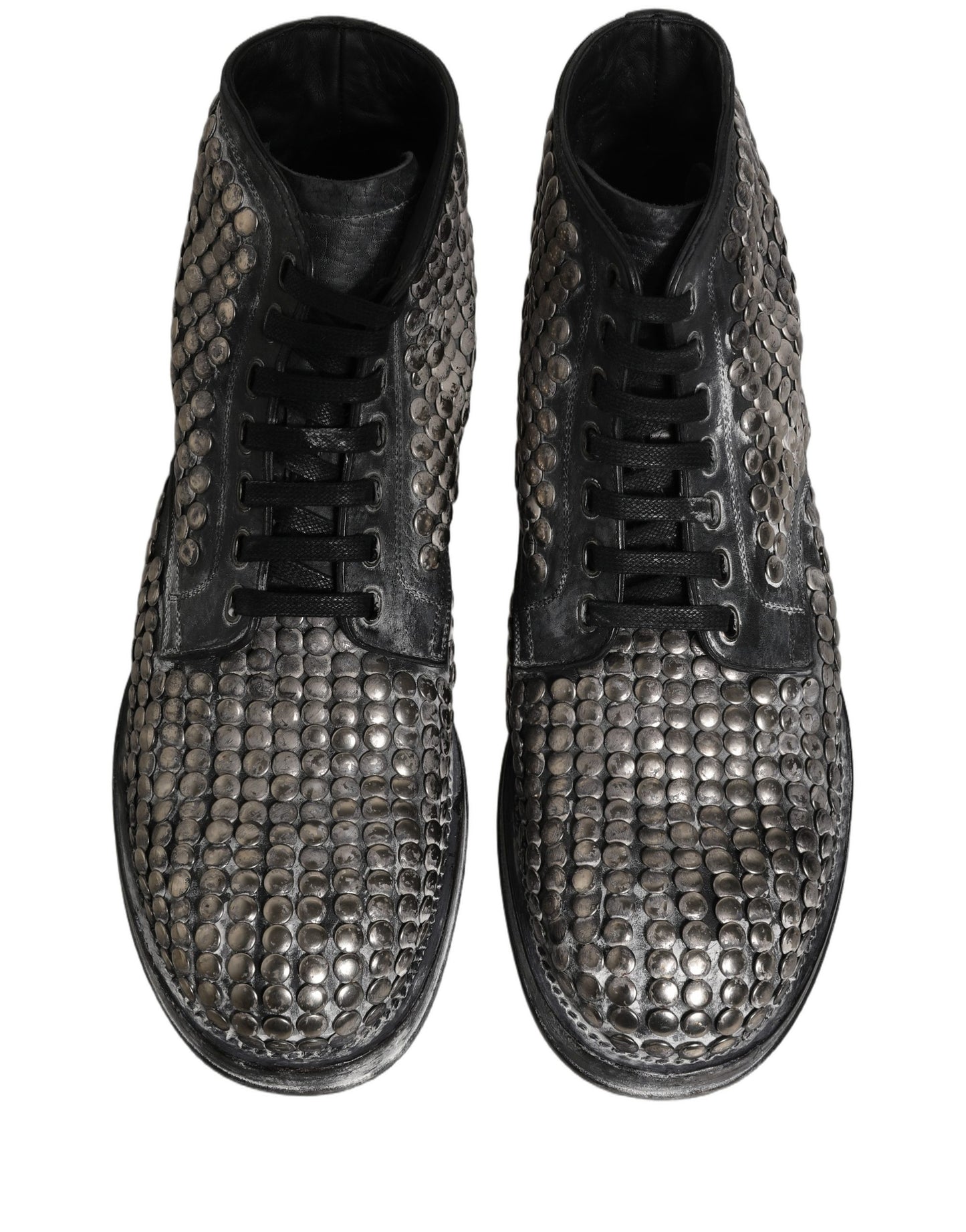 Dolce & Gabbana Black Leather Runway Studs Ankle Boots Shoes Dolce & Gabbana