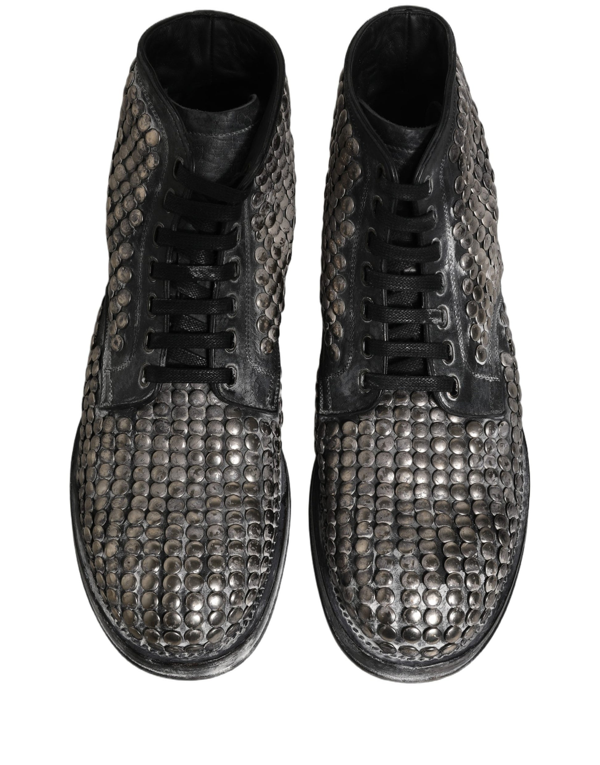 Dolce & Gabbana Black Leather Runway Studs Ankle Boots Shoes Dolce & Gabbana