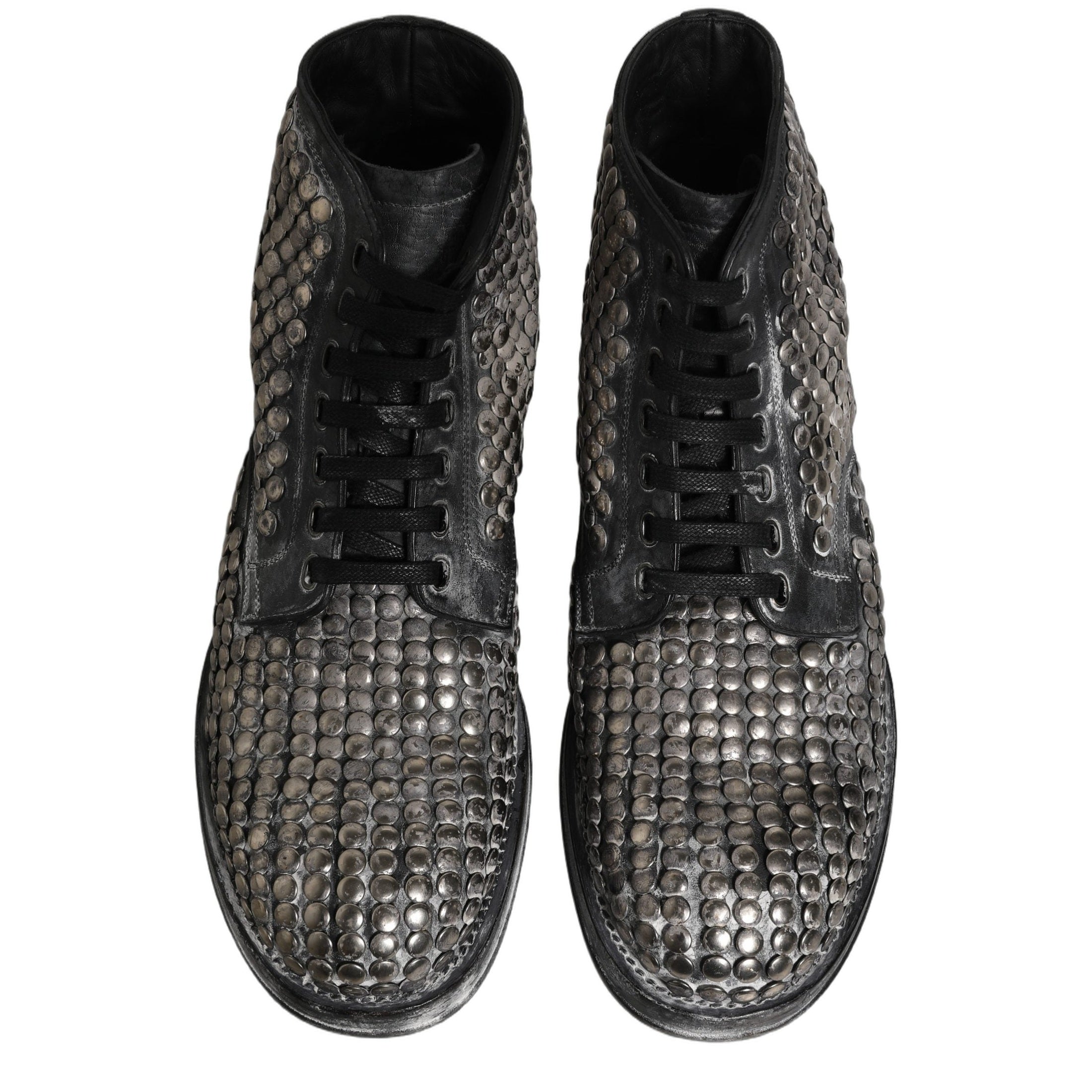 Dolce & Gabbana Black Leather Runway Studs Ankle Boots Shoes Dolce & Gabbana