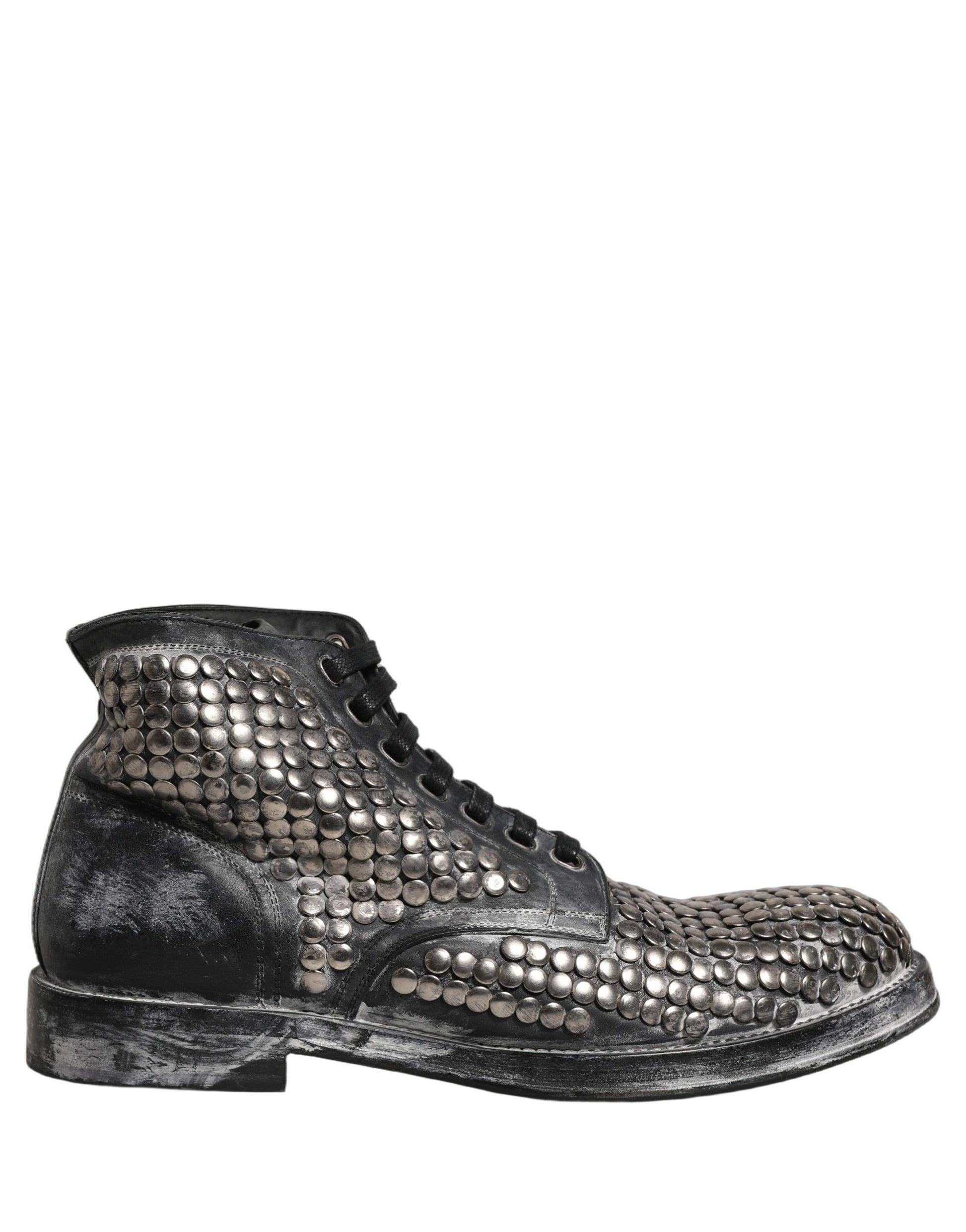 Dolce & Gabbana Black Leather Runway Studs Ankle Boots Shoes Dolce & Gabbana