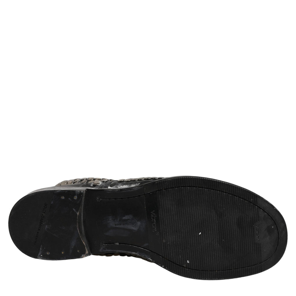 Dolce & Gabbana Black Leather Runway Studs Ankle Boots Shoes Dolce & Gabbana