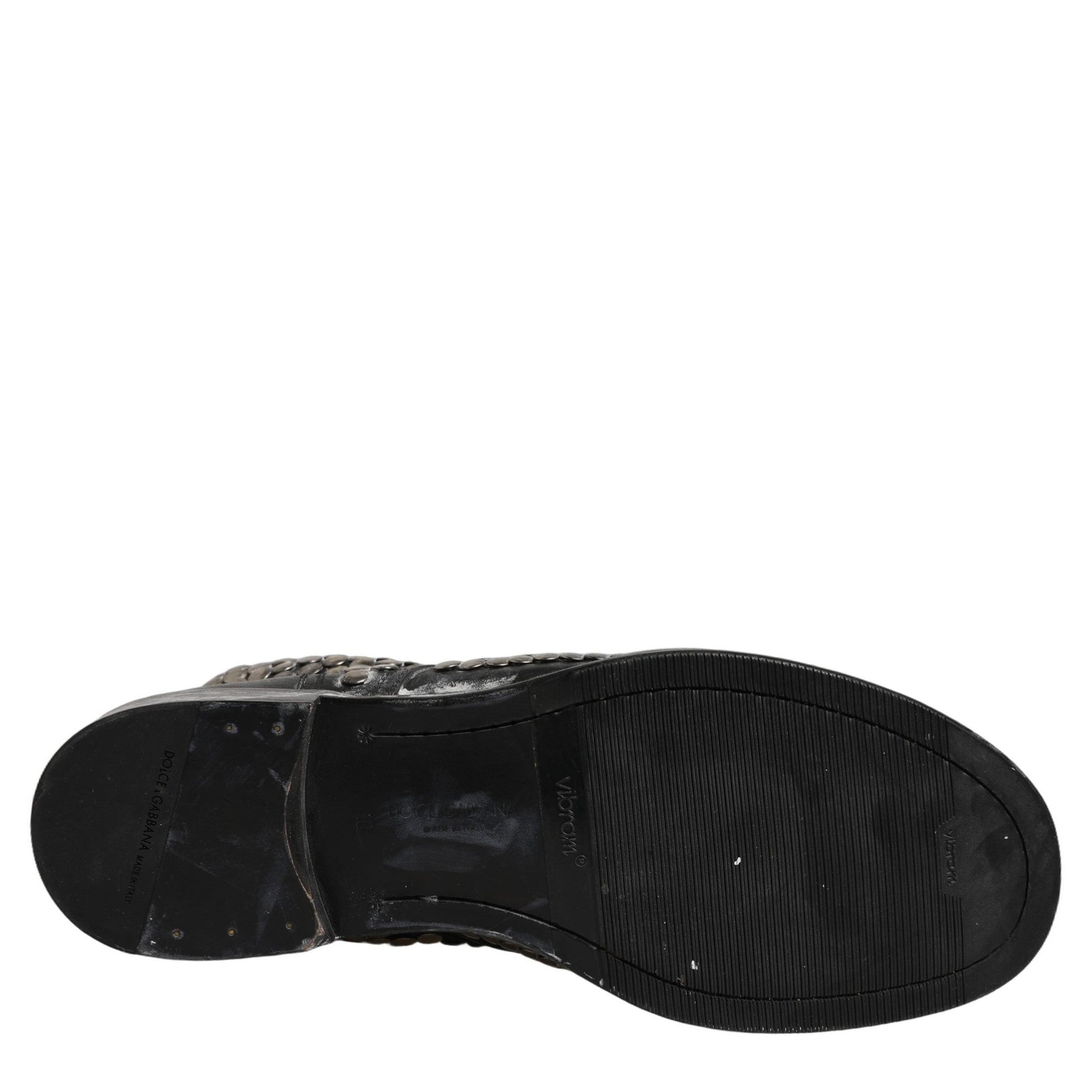 Dolce & Gabbana Black Leather Runway Studs Ankle Boots Shoes Dolce & Gabbana