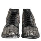 Dolce & Gabbana Black Leather Runway Studs Ankle Boots Shoes Dolce & Gabbana