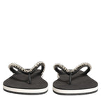 Dolce & Gabbana Black Embellished Rubber Flip Flops Men Shoes Dolce & Gabbana
