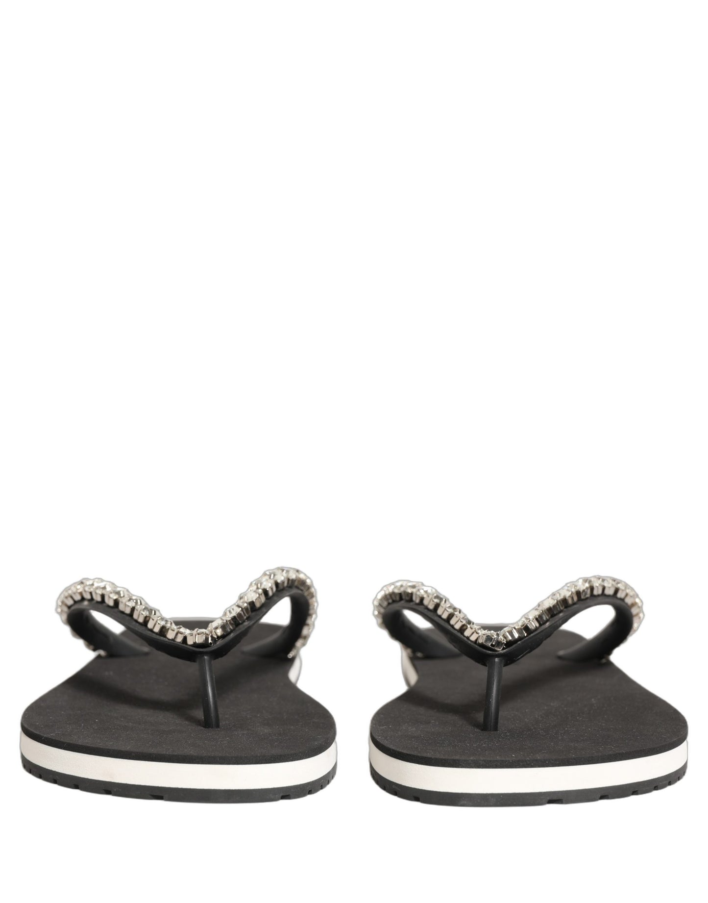 Dolce & Gabbana Black Embellished Rubber Flip Flops Men Shoes Dolce & Gabbana