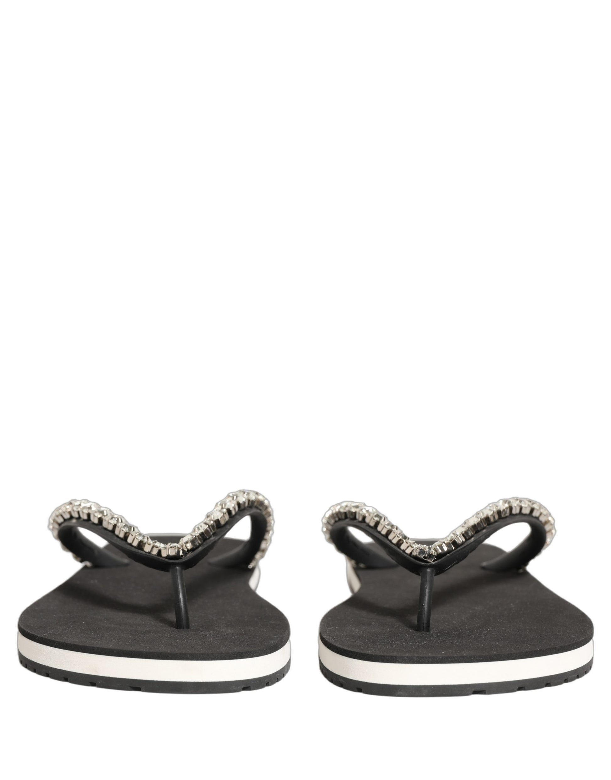 Dolce & Gabbana Black Embellished Rubber Flip Flops Men Shoes Dolce & Gabbana
