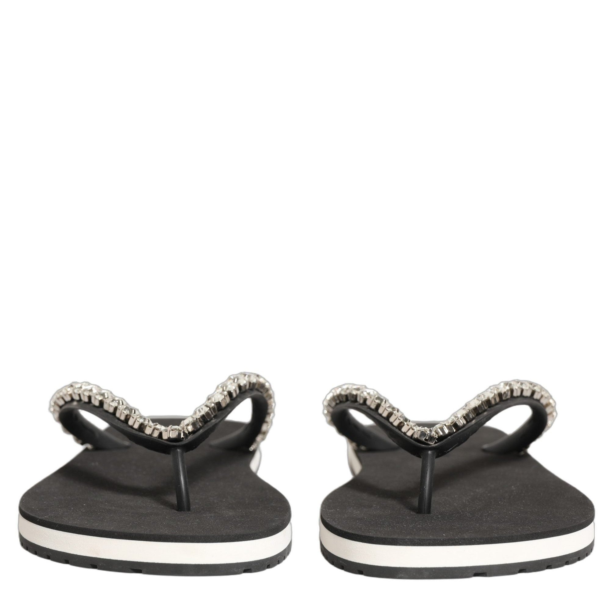 Dolce & Gabbana Black Embellished Rubber Flip Flops Men Shoes Dolce & Gabbana