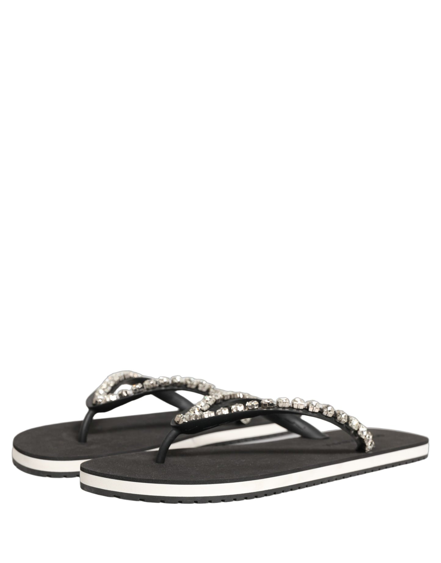 Dolce & Gabbana Black Embellished Rubber Flip Flops Men Shoes Dolce & Gabbana