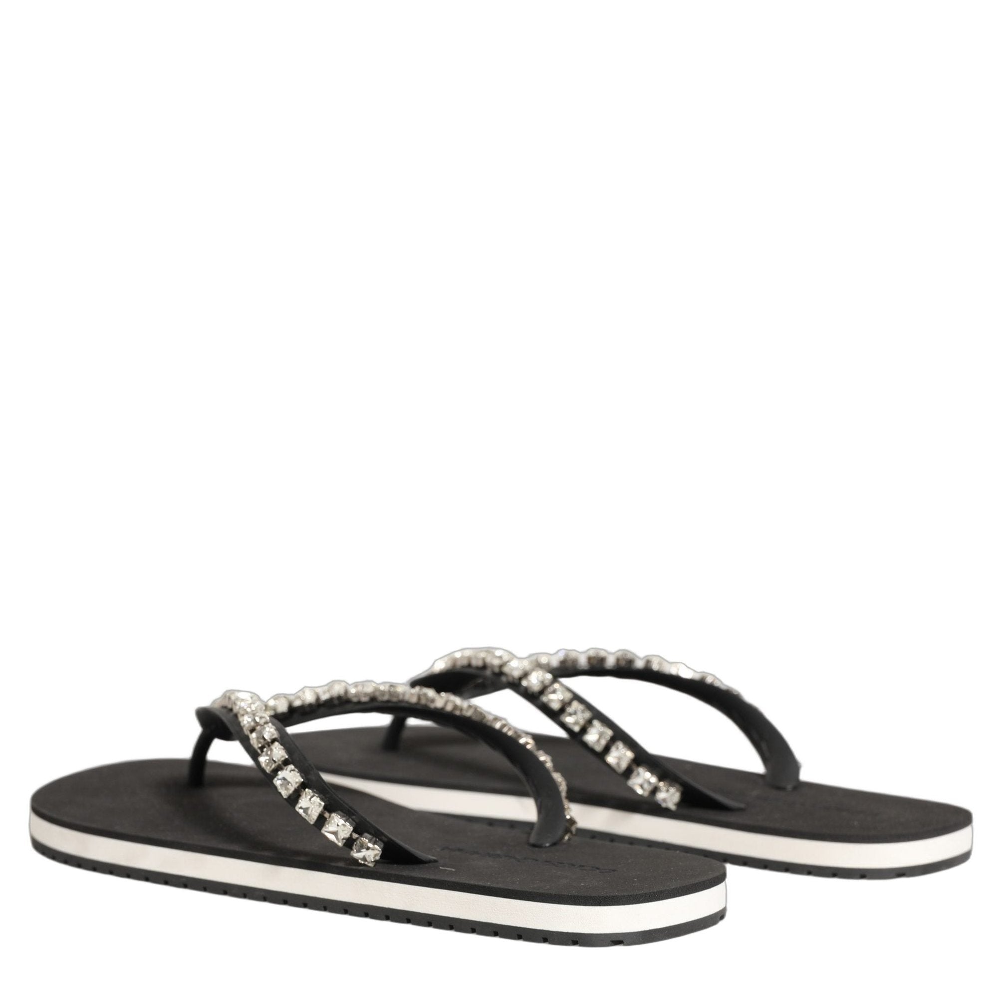 Dolce & Gabbana Black Embellished Rubber Flip Flops Men Shoes Dolce & Gabbana
